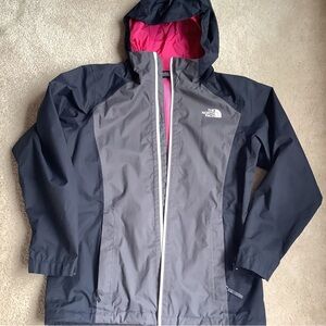 The North Face Black and Gray Rain Jacket with Pink Lining   Size L